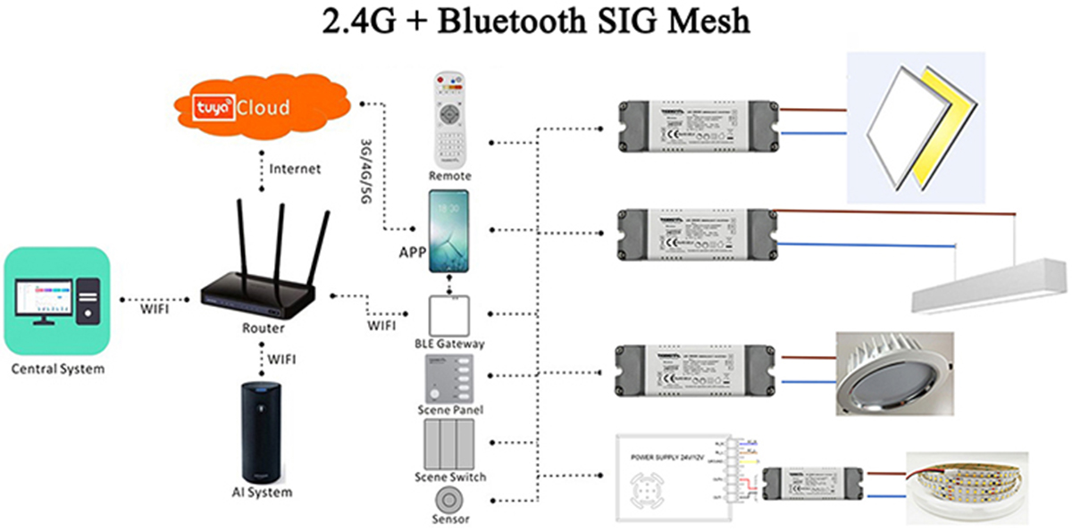 2.4G Wireless and Bluetooth SIG Mesh Control