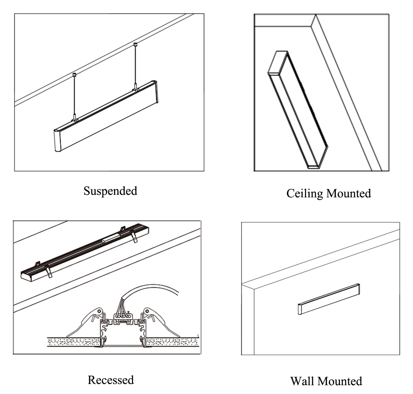 Different Installations of LED Linear fixtures