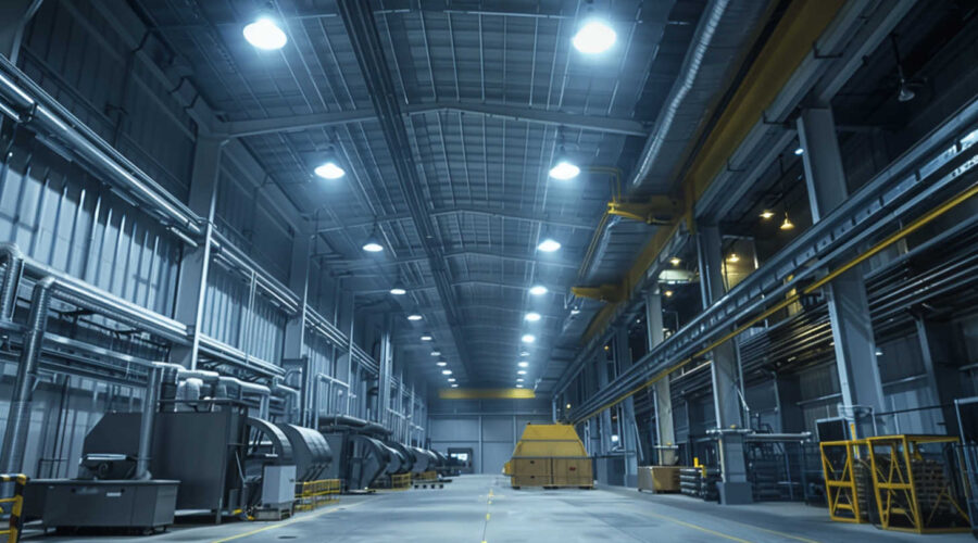 An_industrial_facility_with_led_high_bay_lights