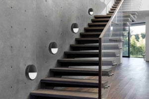 LED Bulkhead Light installed in Stairway