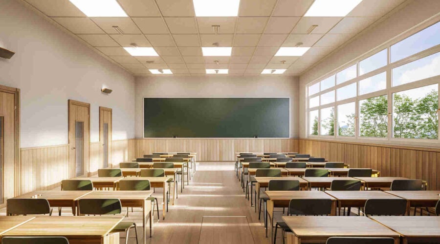 LED Panel Light installed in Classroom