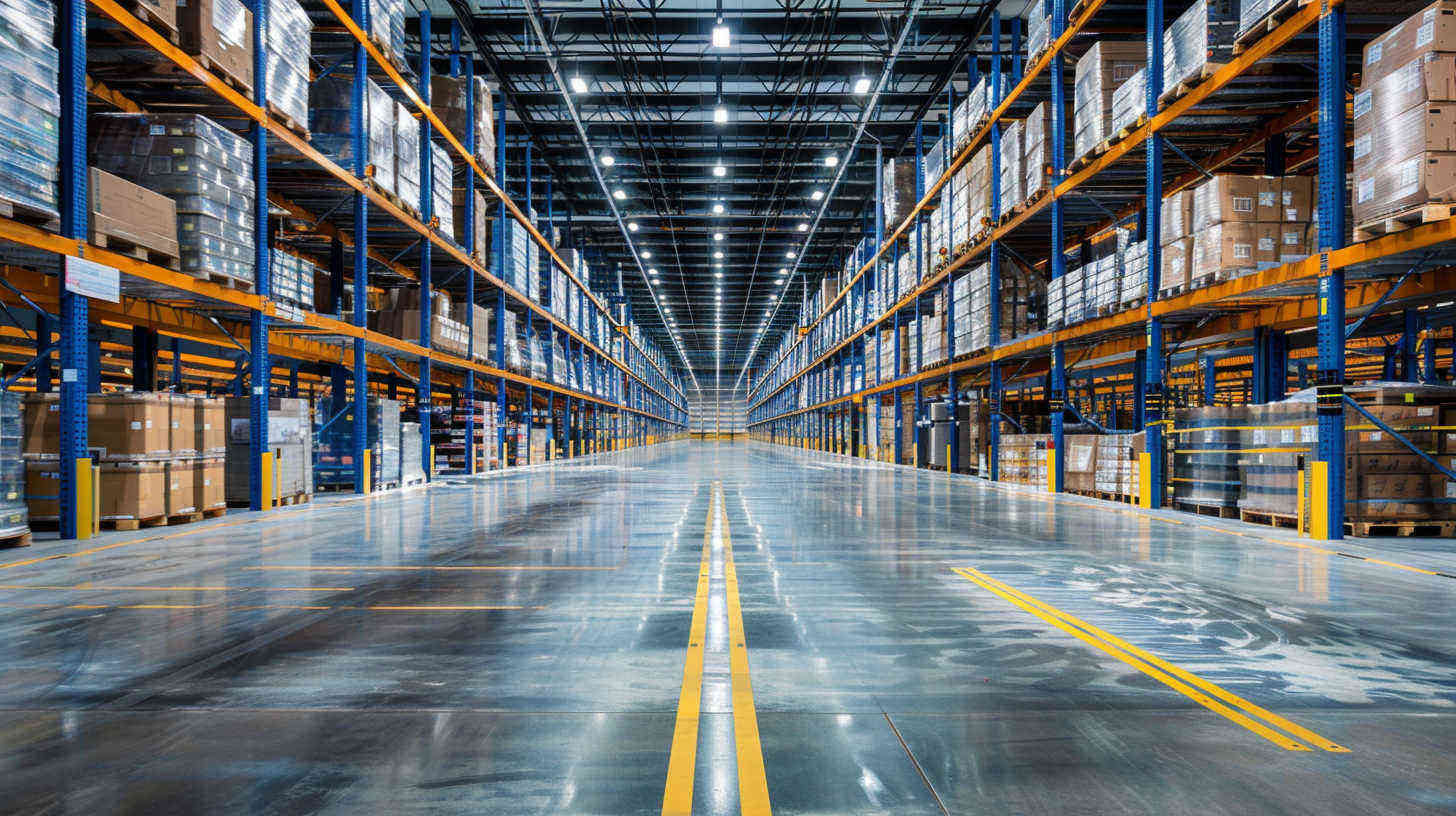 Linear High Bay Emergency Lighting in a logistic center