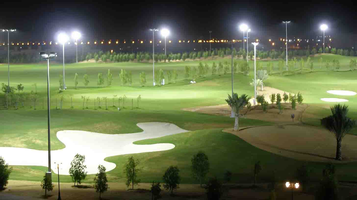 LED floodlight installed in park