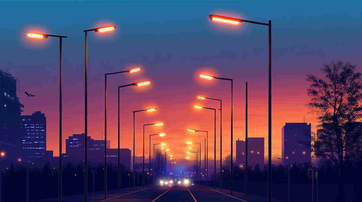 LED street lights in urban