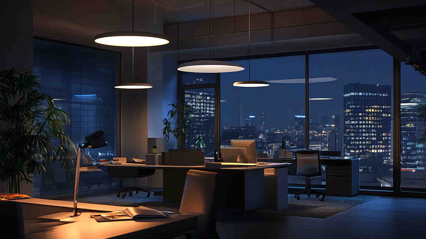 A_business_office_with_dimmable_LED_desk_lights