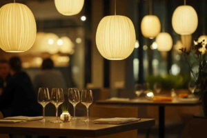 high-end_restaurant_with_dimmable_LED_pendant_lights