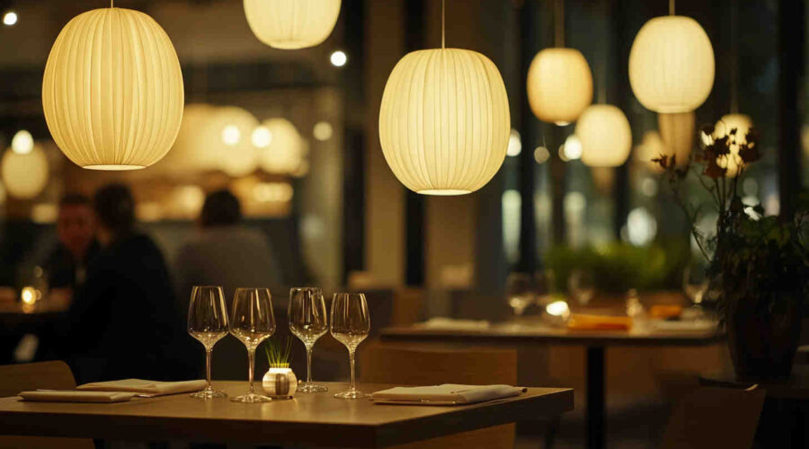 high-end_restaurant_with_dimmable_LED_pendant_lights