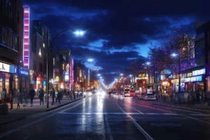 A_bustling_urban_street_at_night_illuminated_by_LED_street_lights