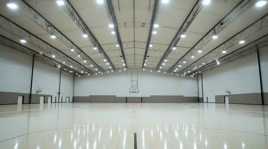 A_modern_indoor_basketball_court_illuminated_with_high bay LED light