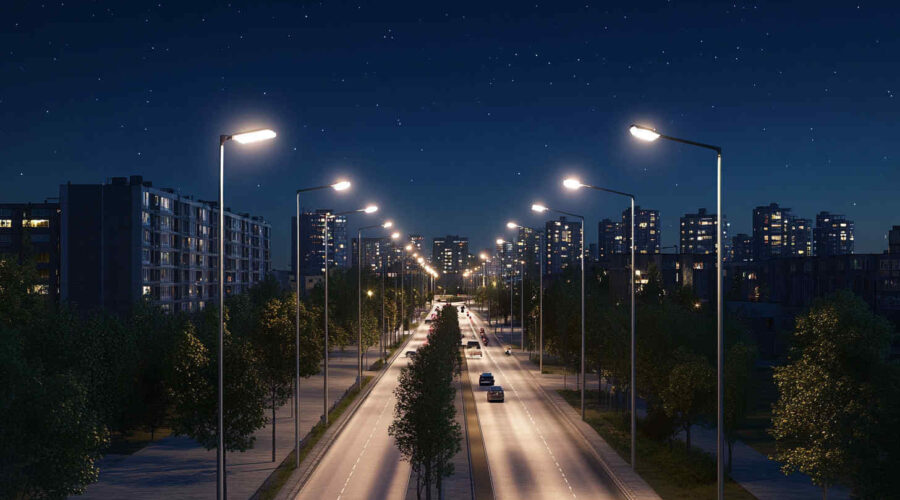 Smart LED street_lights at city street