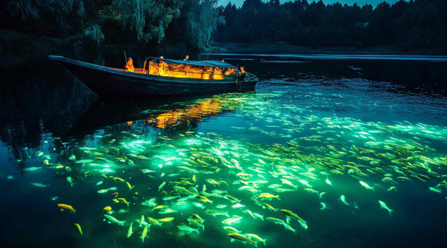 a_boat_surrounded_by_illuminated_fish