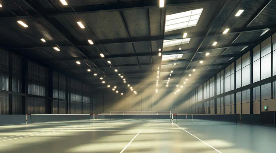 spacious_indoor_badminton_court_under_LED_high_bay-light