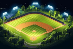A_diagram-style_illustration_of_baseball_field_lighting_with_LED_High_mast_light