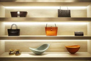A_high-end_retail_store_with_illuminated_display_shelf
