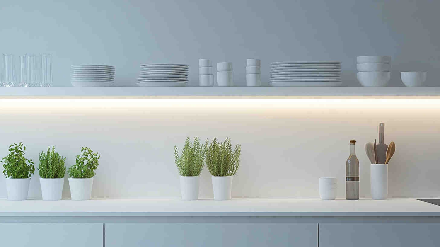 A_minimalist_kitchen_with_sleek_open_shelves_softly_light