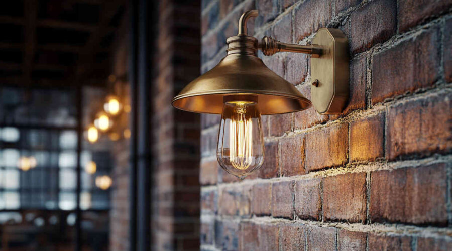 A_vintage-style_brass_wall_sconce