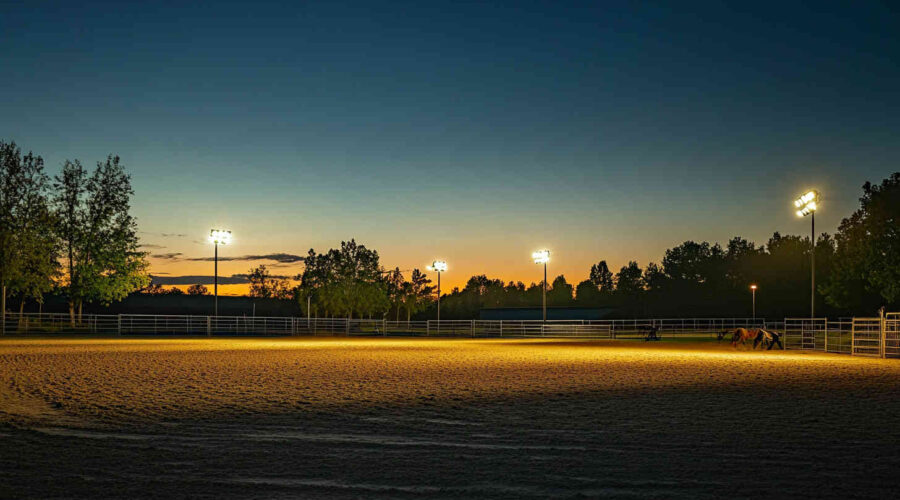 outdoor_horse_arena_at_night_LED_high_mast_floodlight
