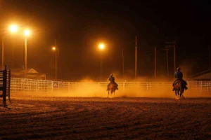 outdoor_rodeo_arena_at_night_tall_poles_with_rugged_led_floodlights