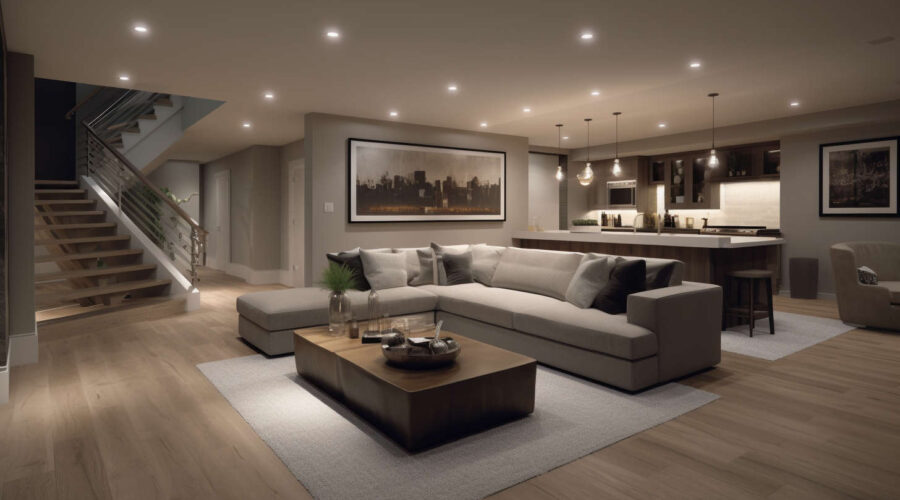 Contemporary_basement_featuring_flat_panel