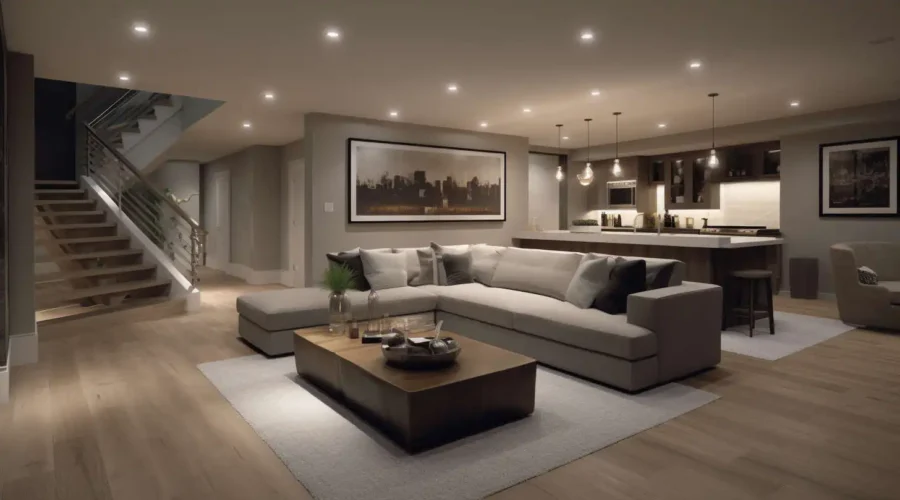 Contemporary_basement_featuring_flat_panel