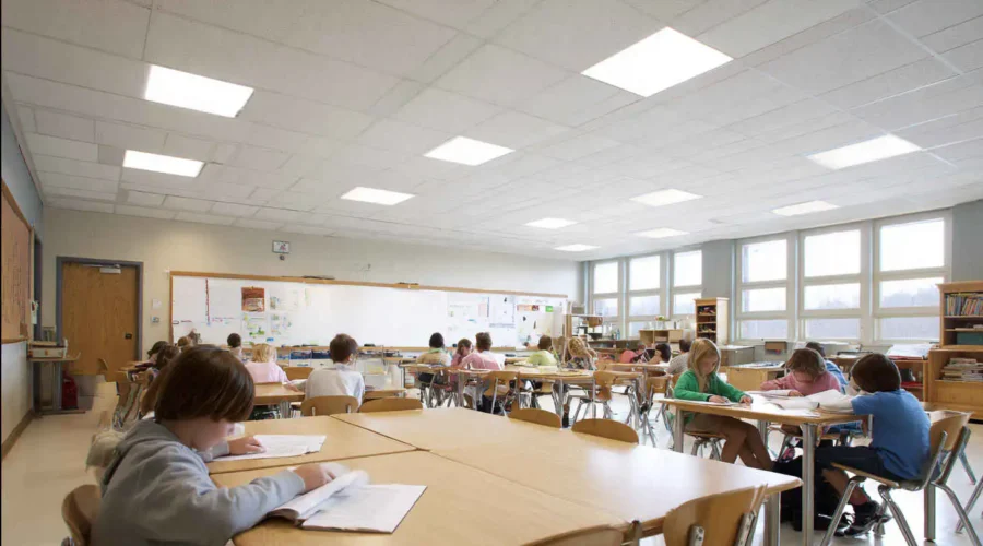 classroom_interior_featuring_evenly_lit_LED_Panel_lights