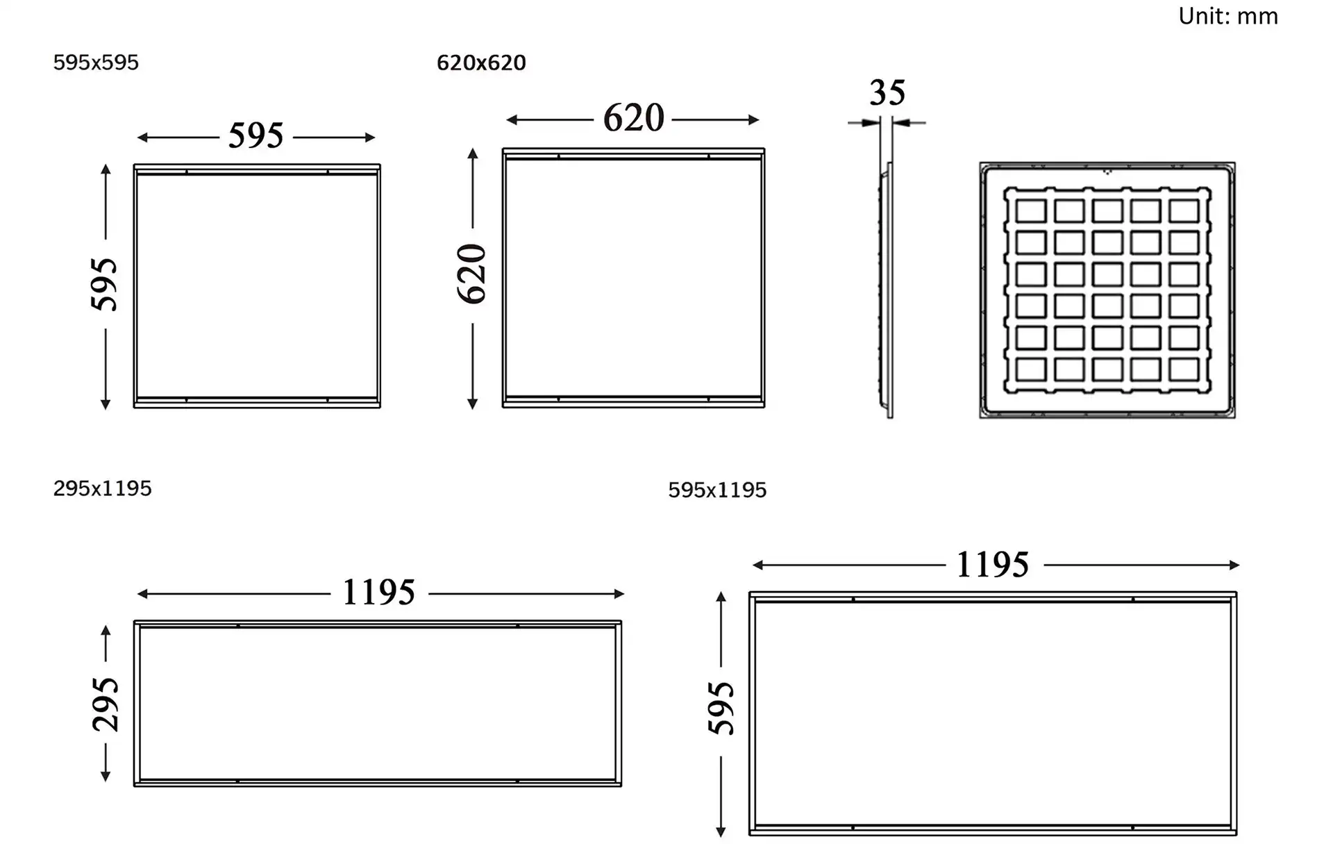 Dimensions of LED Panel Light