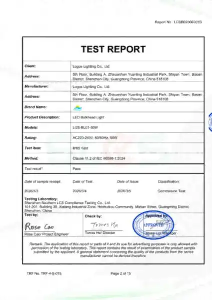 LogosLED IP65 Report for LED Bulkhead Light_02