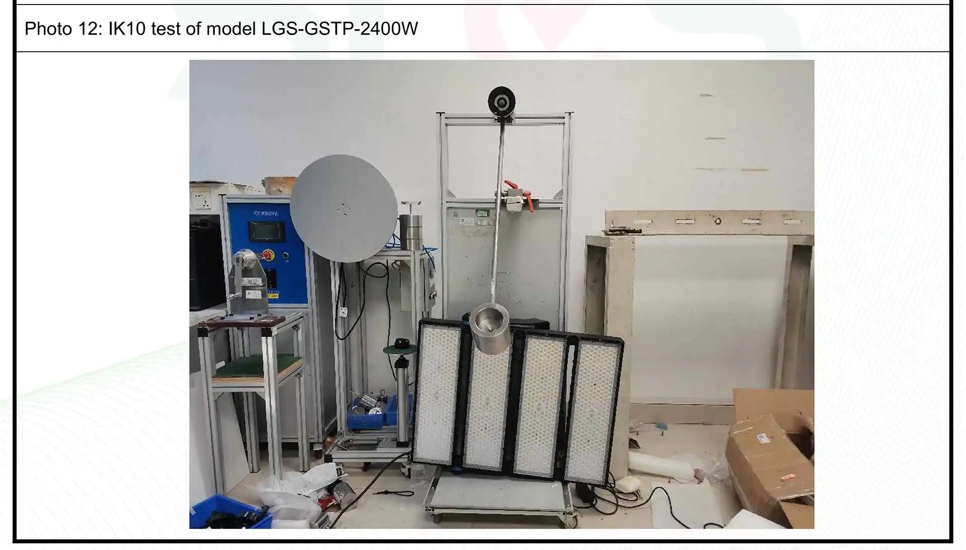 IK10 Testing for LED High Mast Light