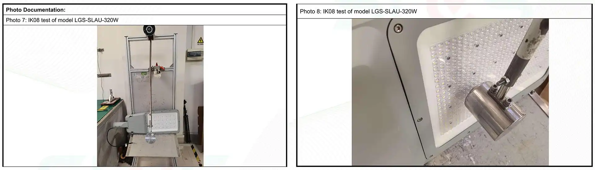 IK08 Testing for LED Street Light